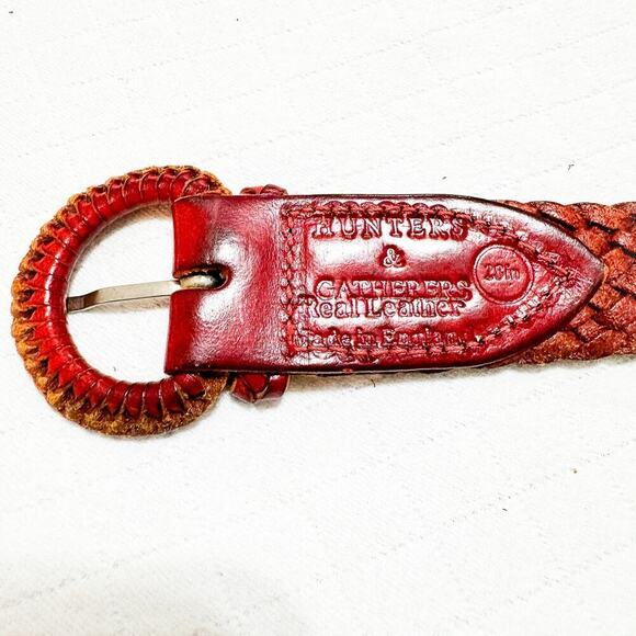 Hunters & Gatherers Real Leather Braided Woven Red Belt Size 28 England - Picture 2 of 5